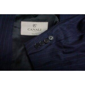Canali 1934 CURRENT Blue Striped 100% Wool 2 Pc Suit JAcket Pants Sz 40L